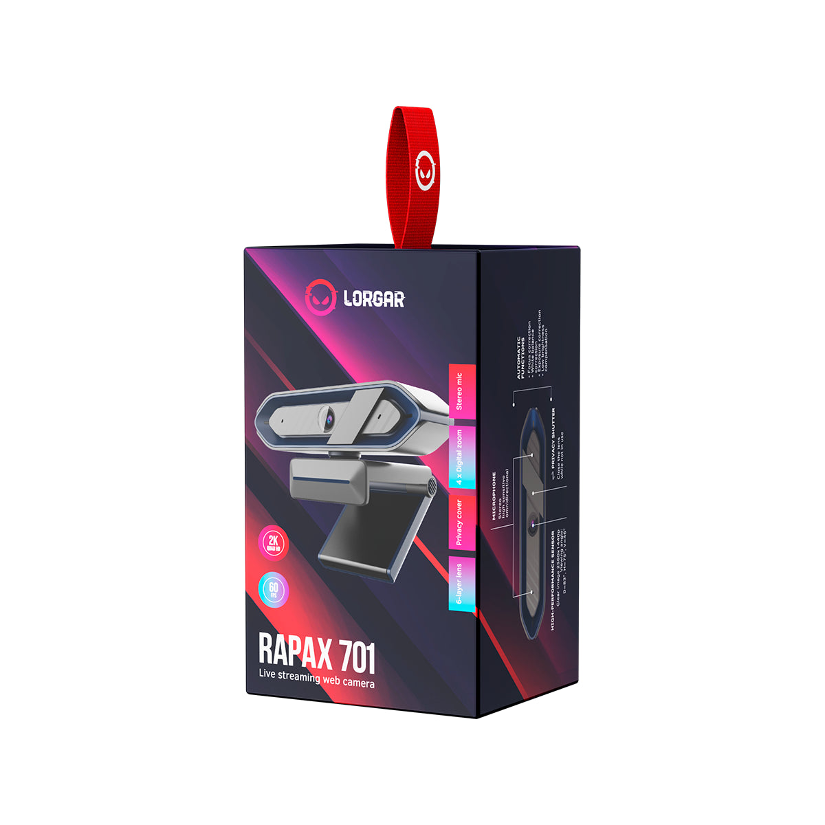 Kamerka internetowa LORGAR Rapax 701 2K w kolorze czarnym (6)