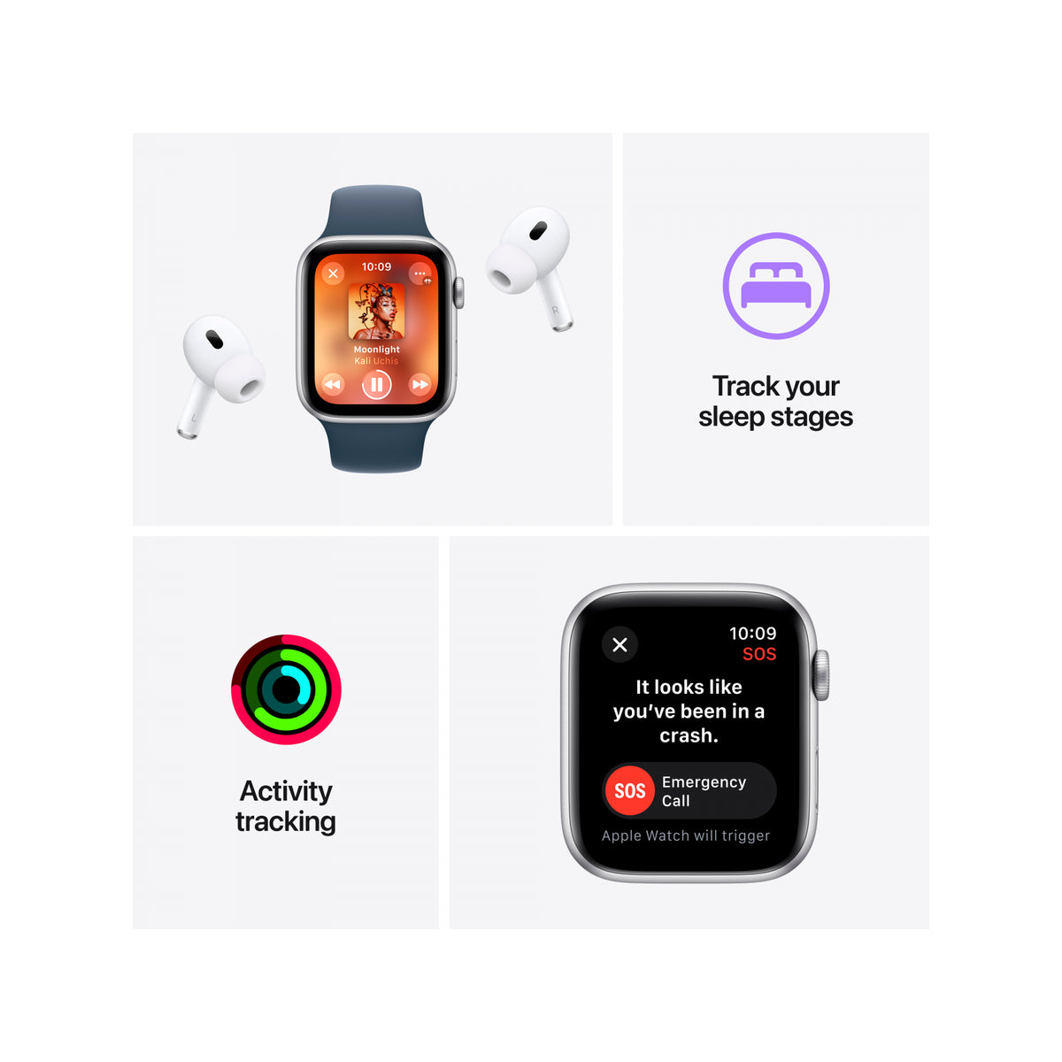 Apple Watch SE GPS 44mm Starlight Aluminium Case z bandem.