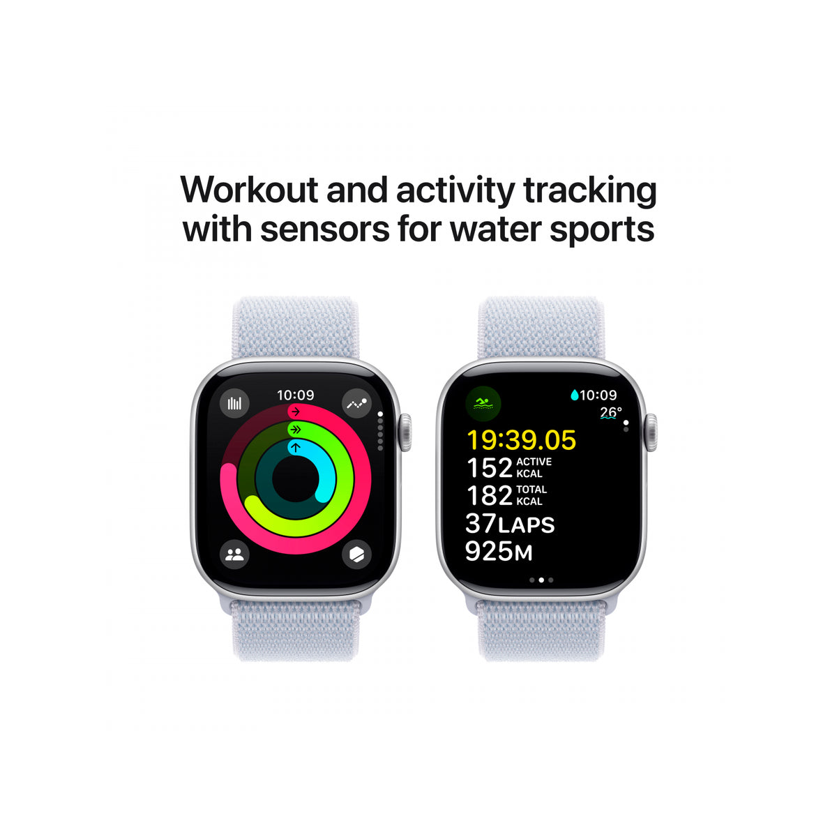 Apple Watch Series 10 42mm Silver Aluminium z niebieską opaską