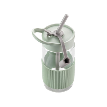 Szklana butelka ze słomką 500 ml Cozy Greenish 1