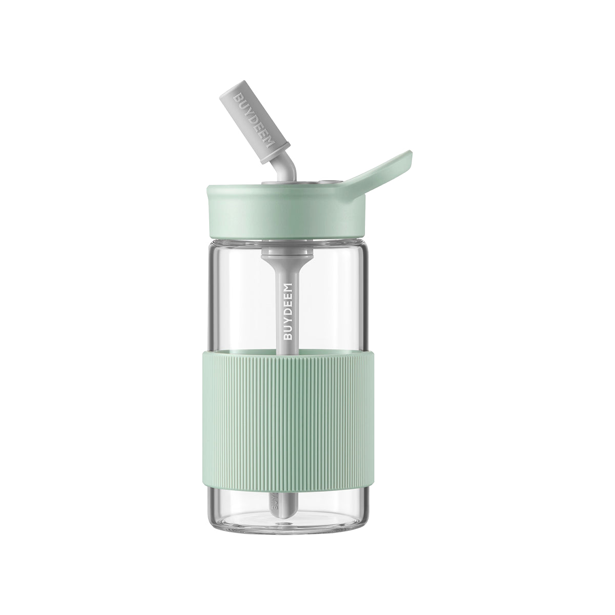 Szklana butelka ze słomką 500 ml Cozy Greenish 2