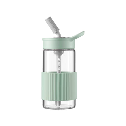 Szklana butelka ze słomką 500 ml Cozy Greenish 2