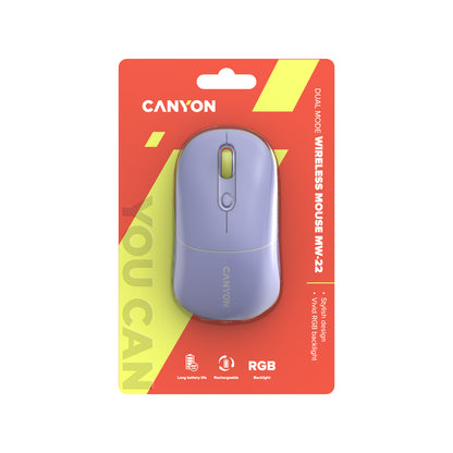 CANYON MW-22 2w1 RGB fioletowa mysz bezprzewodowa (6)