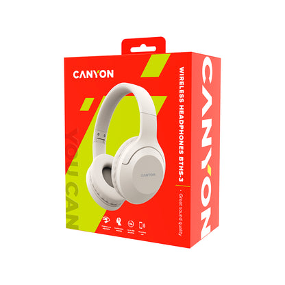 CANYON Słuchawki nauszne BTHS-3 w kolorze beżowym (5)