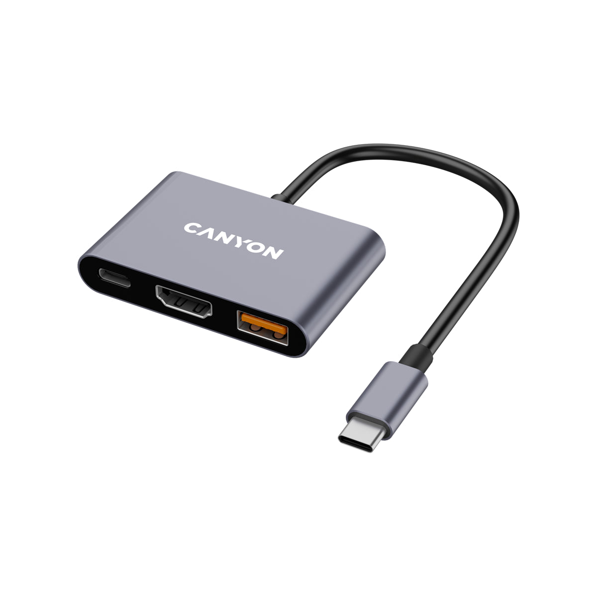 CANYON hub DS-4 3in1 USB-C w kolorze szarym