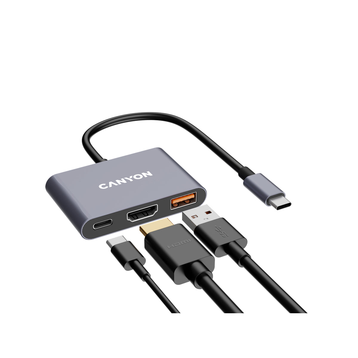 CANYON hub DS-4 3in1 USB-C w kolorze szarym (5)