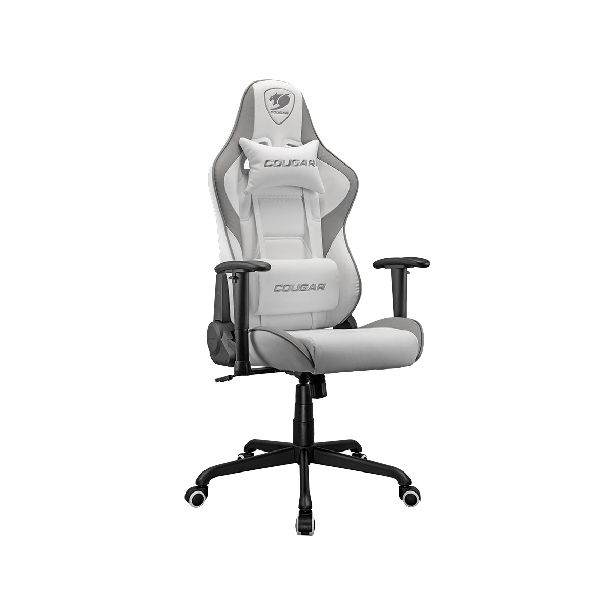 Fotel gamingowy COUGAR Armor Elite w kolorze biało-szarym.