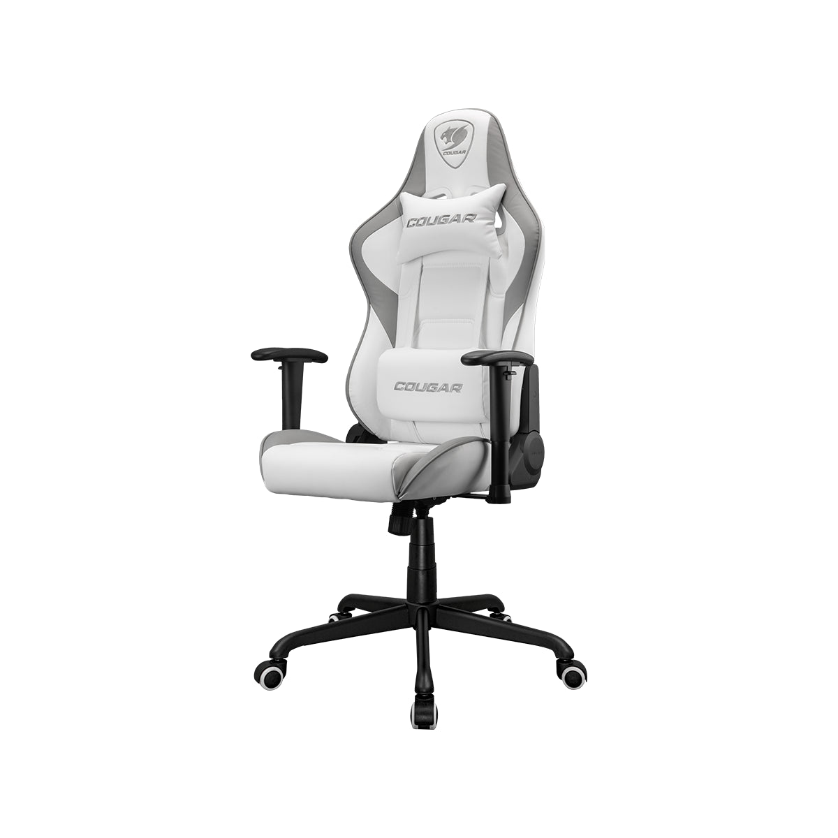 Fotel gamingowy COUGAR Armor Elite w kolorze biało-szarym.