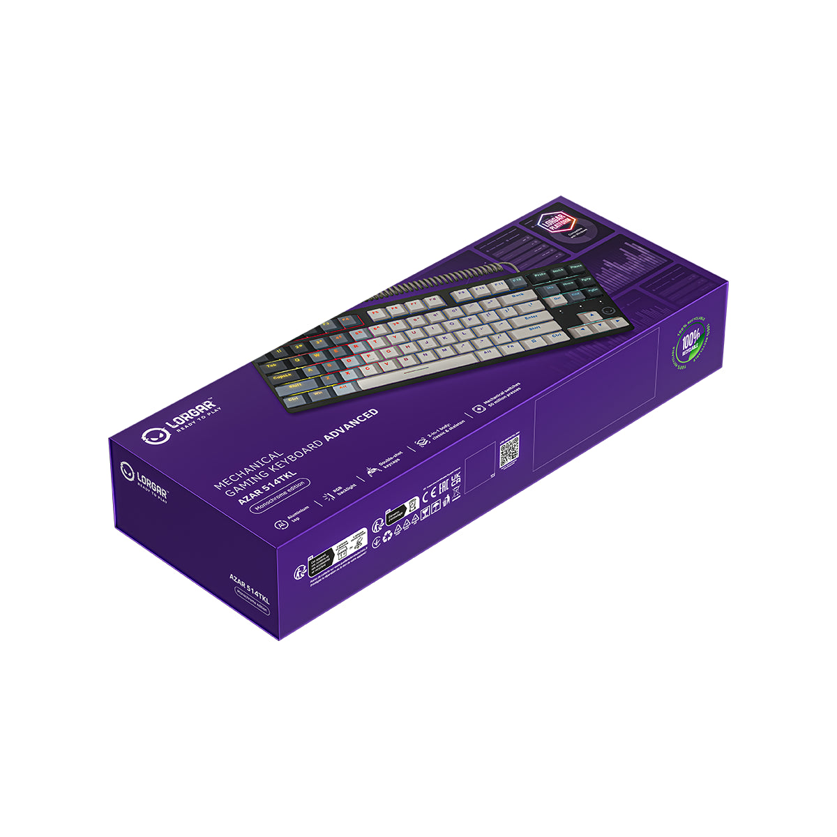 Klawiatura gamingowa LORGAR Azar 514 mechaniczna RGB biała (9)