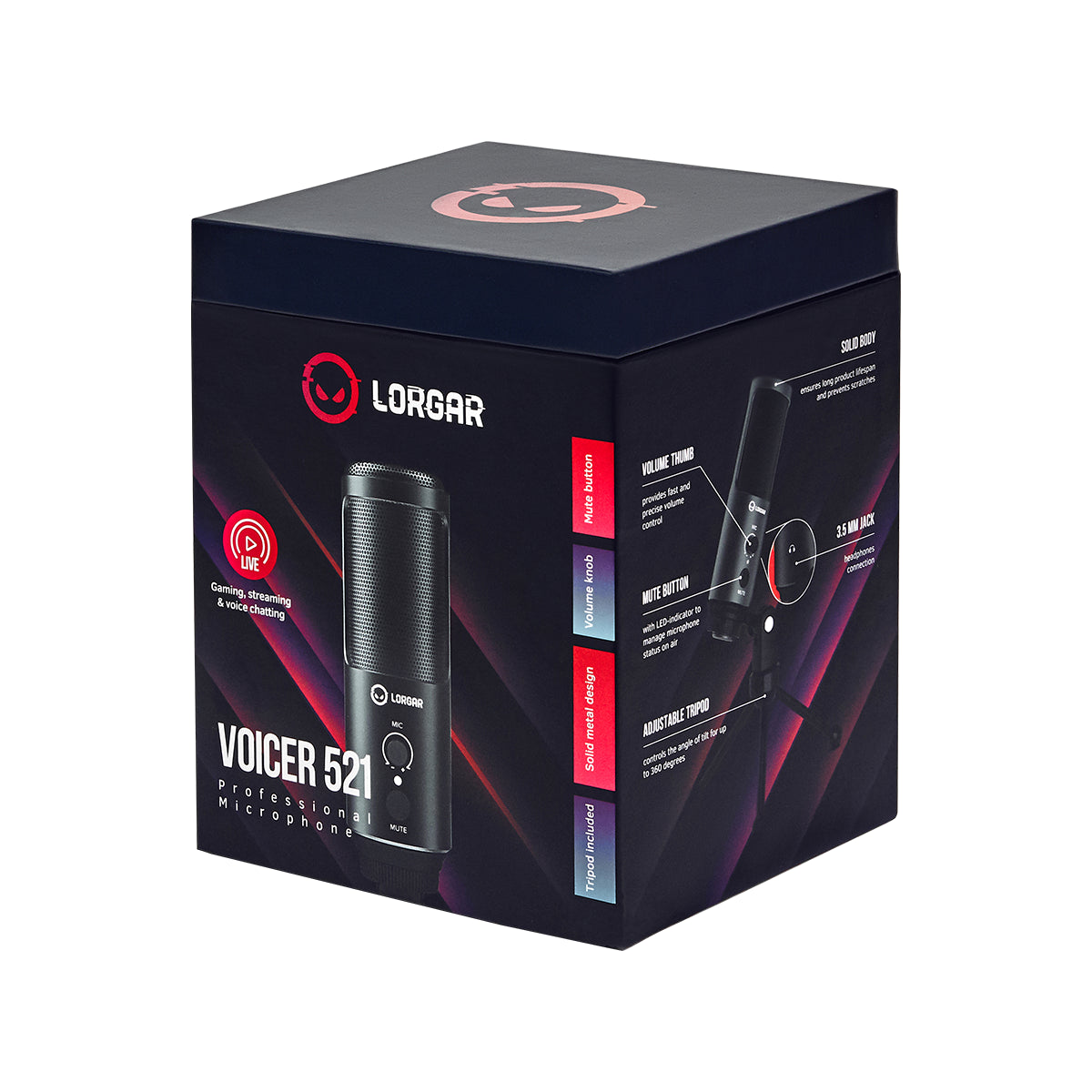 Mikrofon gamingowy LORGAR Voicer 521 USB czarny (5)