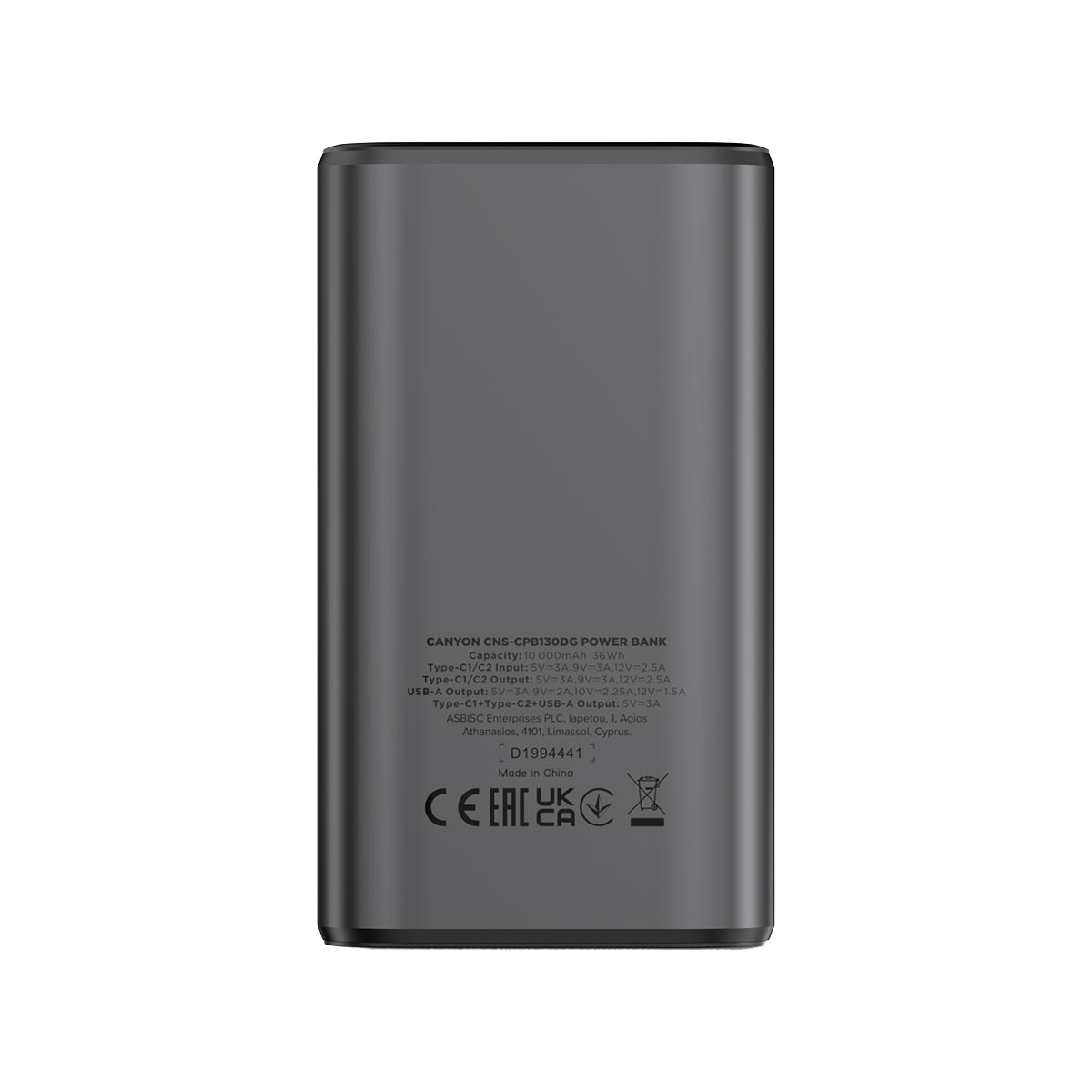 CANYON Powerbank OnPower 130 TFT 10000 mAh ciemnoszary 3