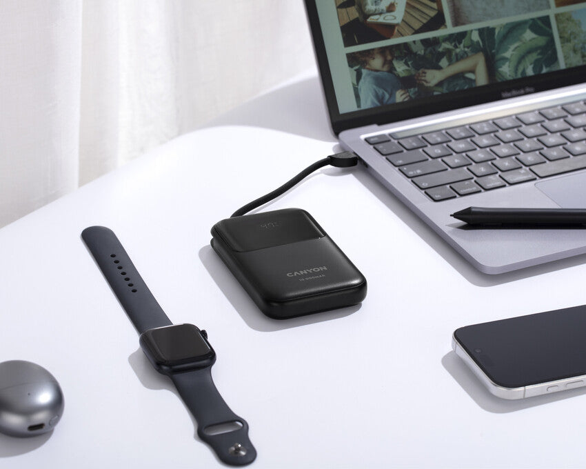 CANYON Powerbank OnPower 101 10000 mAh Czarny z kablem 9