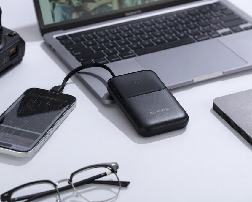 CANYON Powerbank OnPower 101 10000 mAh Czarny z kablem 6