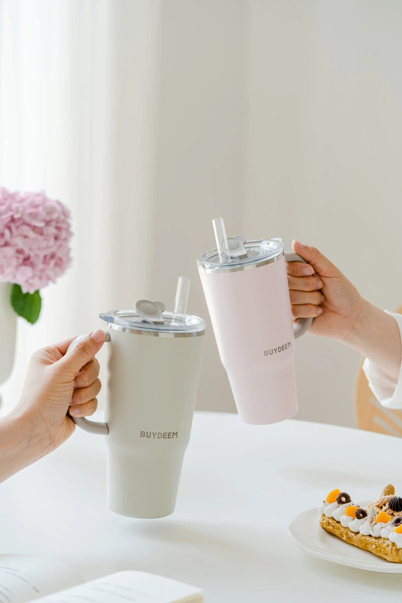 Kubek termiczny BUYDEEM DS57 różowy ze słomką 700 ml 3
