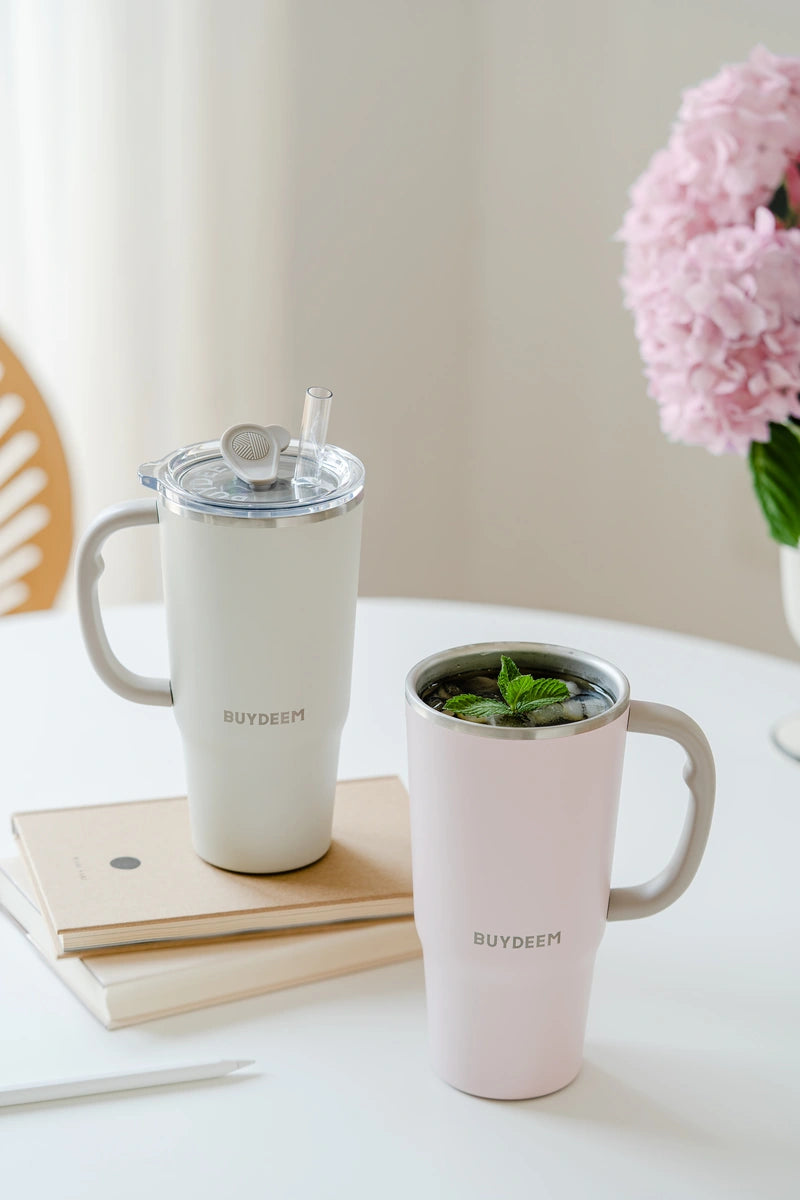 Kubek termiczny BUYDEEM DS57 różowy ze słomką 700 ml 5