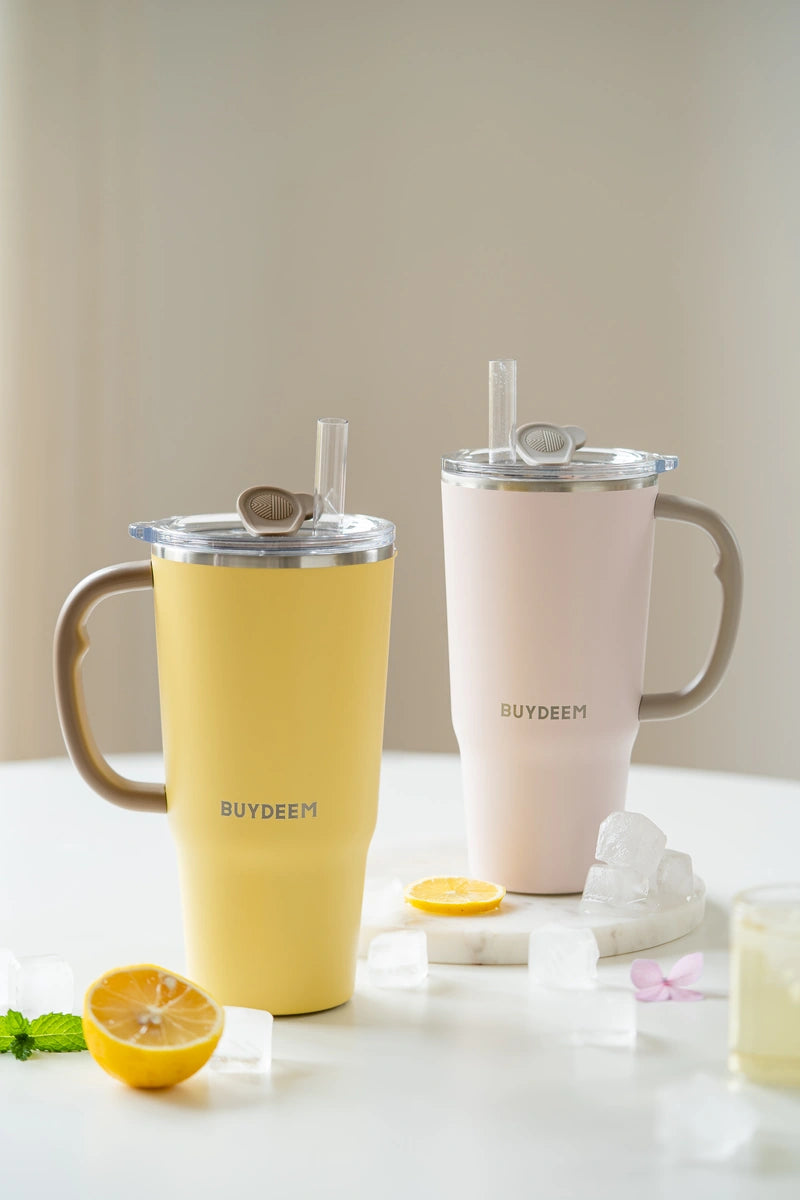 Kupujesz termiczny kubek ze słomką BUYDEEM Mellow Yellow 21