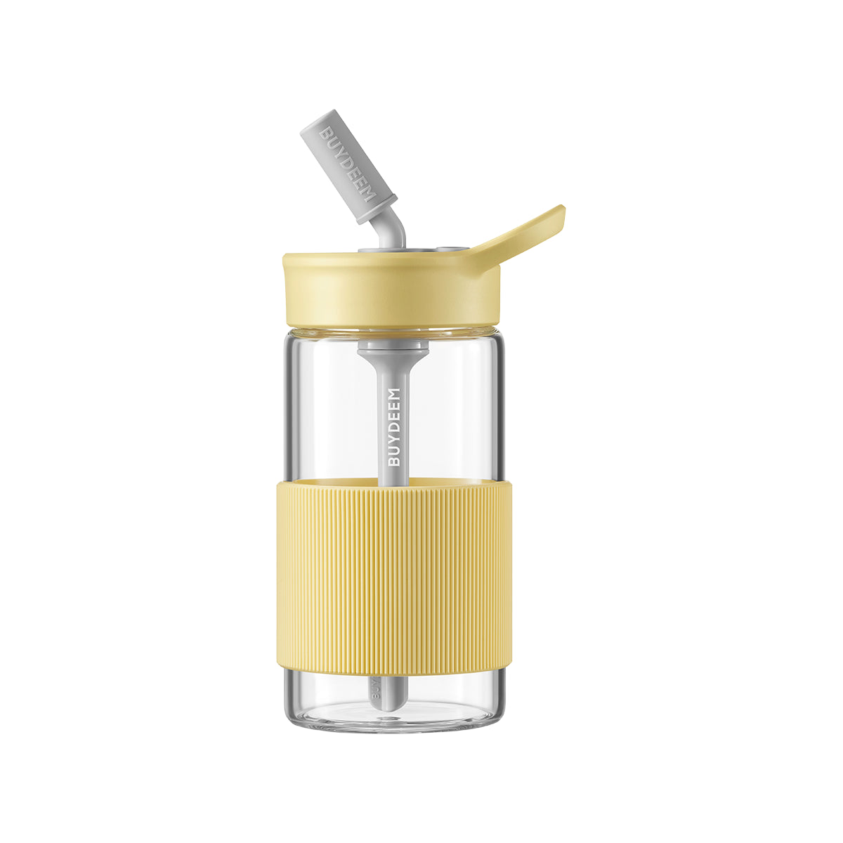 Szklana butelka BUYDEEM 500 ml Mellow Yellow ze słomką 1