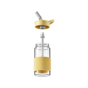Szklana butelka BUYDEEM 500 ml Mellow Yellow ze słomką 2