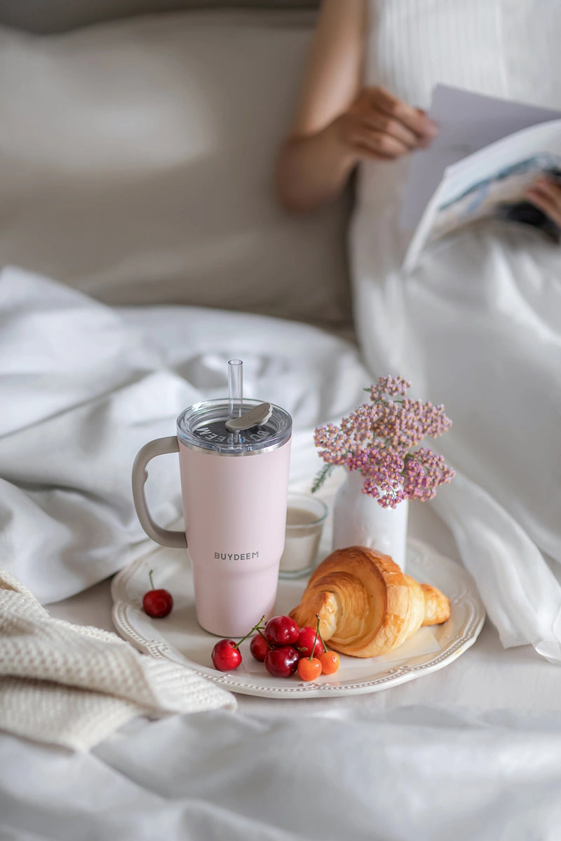 Kubek termiczny BUYDEEM DS57 różowy ze słomką 700 ml 4