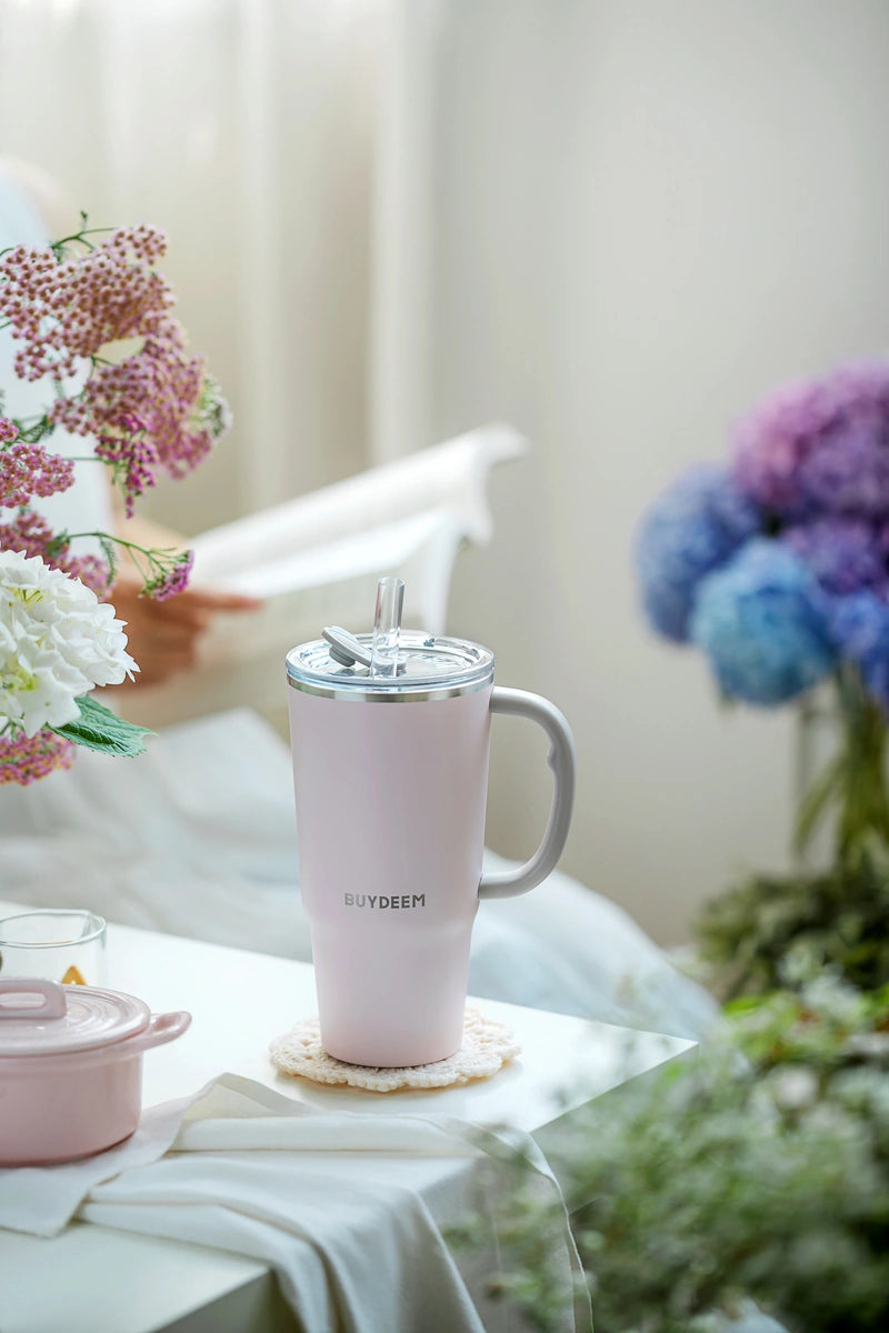 Kubek termiczny BUYDEEM DS57 różowy ze słomką 700 ml 9