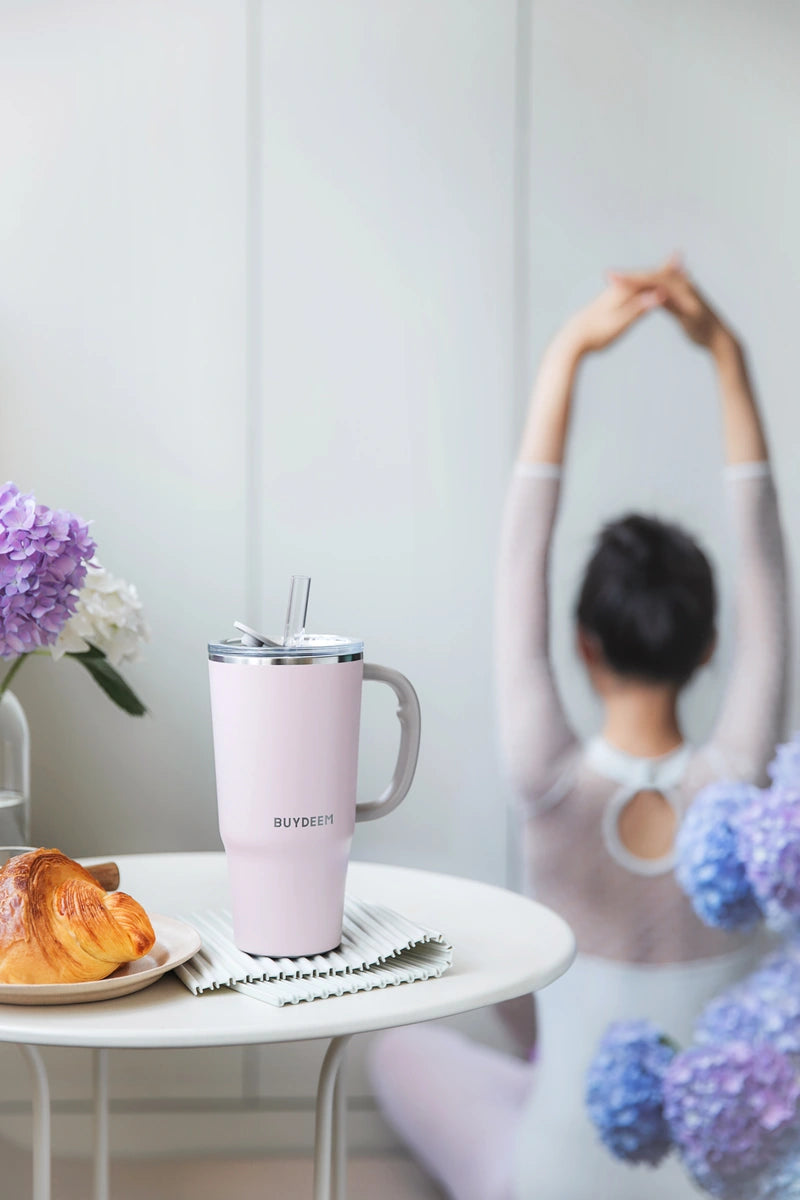Kubek termiczny BUYDEEM DS57 różowy ze słomką 700 ml 8
