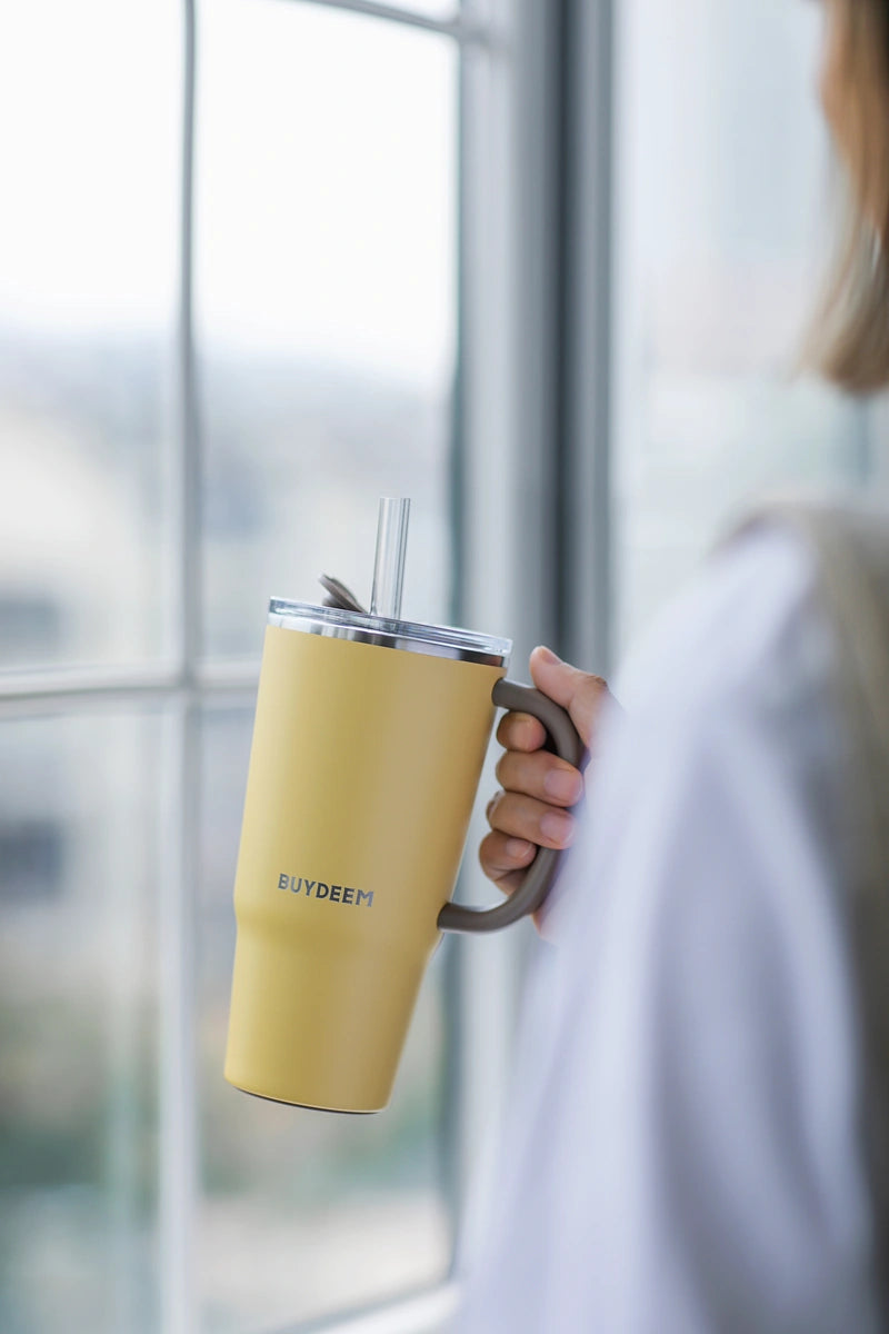 Kupujesz termiczny kubek ze słomką BUYDEEM Mellow Yellow 15